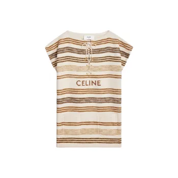 CELINE Baja Striped Tie Detailed Mini Dress