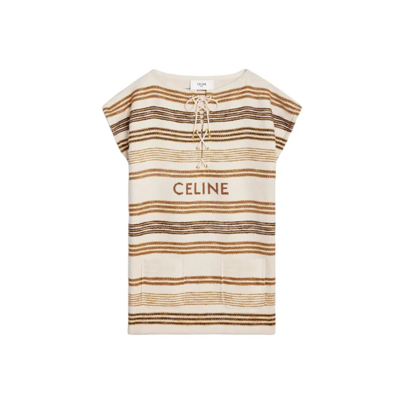 CELINE Baja Striped Tie Detailed Mini Dress-0