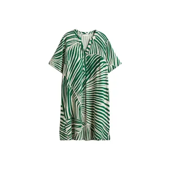 H&M Short Sleeved Dresses Women's Green/Cream Pattern