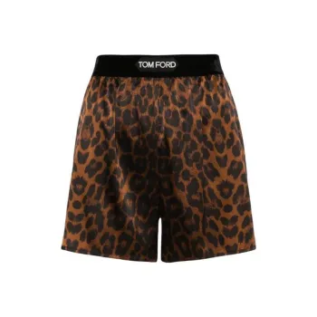 TOM FORD Leopard print Logo Waistband Shorts