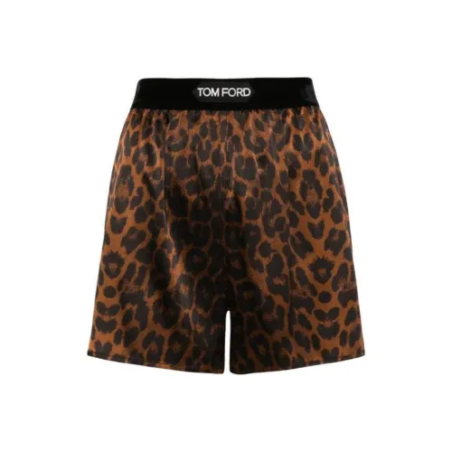 TOM FORD Leopard print Logo Waistband Shorts