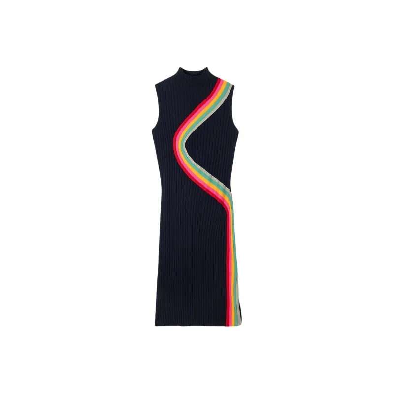Ps Paul Smith Swirl Ribbed knit Midi Dress-0