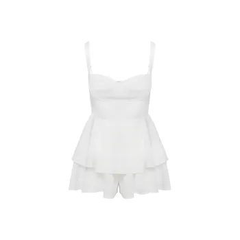 PRINCESS POLLY LINNIE ROMPER Slip Dresses Women's White/White