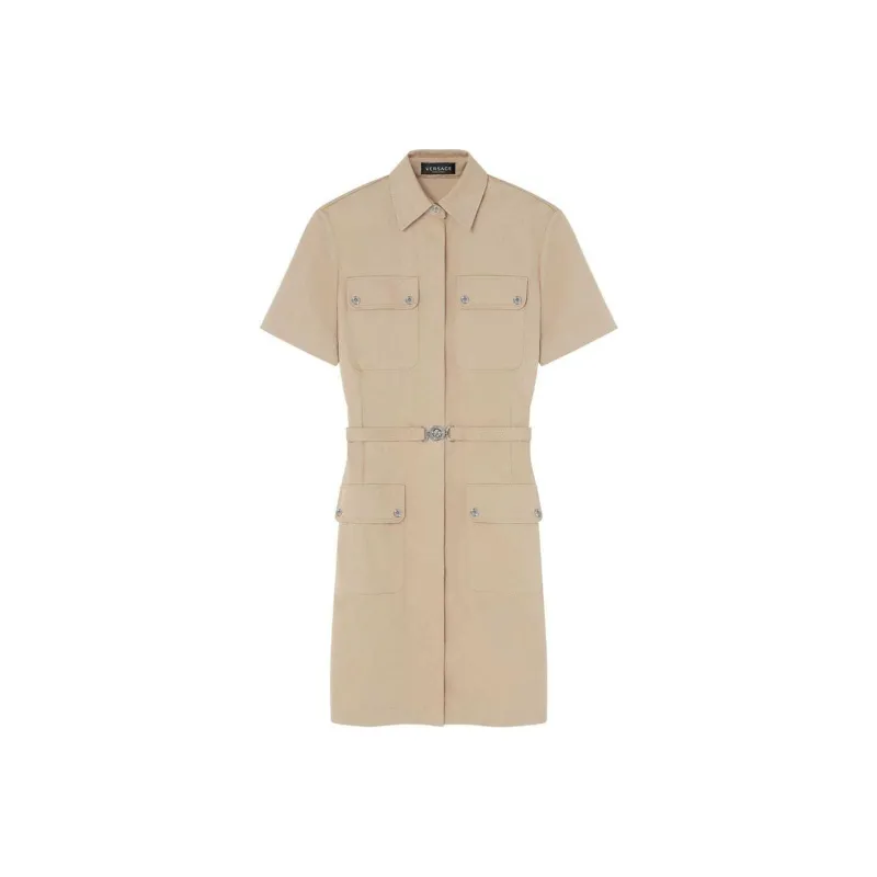 VERSACE Cargo Gabardine Mini Shirt Dress-0