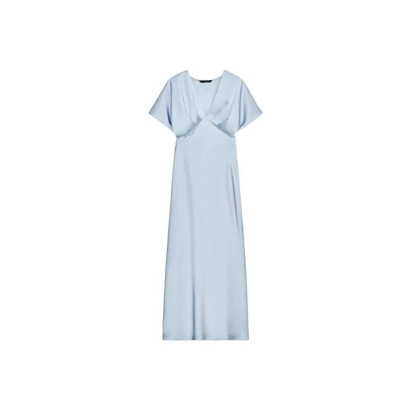 ZARA Short Sleeved Dress Women's Light Blue-0