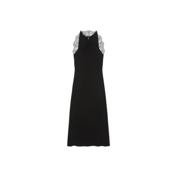 Givenchy Halter Neck Lace Detailed Midi Dress