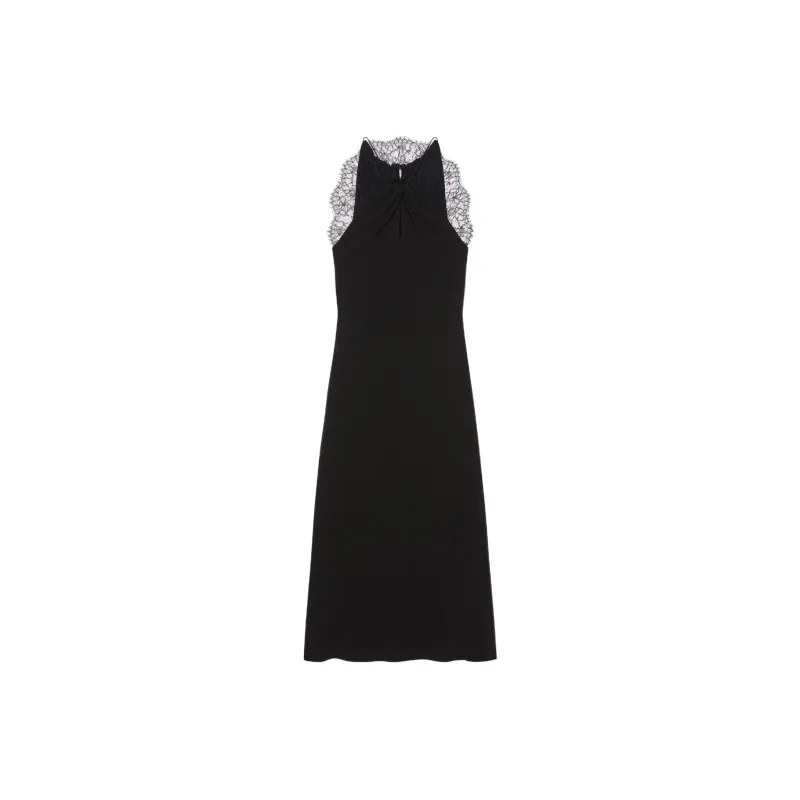 Givenchy Halter Neck Lace Detailed Midi Dress-0