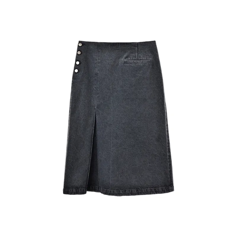 SINBOS Denim Long Skirt Women's Blue Gray-0