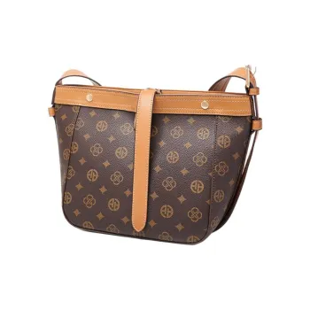 AOKANG PVC With Synthetic Leather Crossbody Bag, Shoulder Bag Small Size Women's Coffee/Ecru