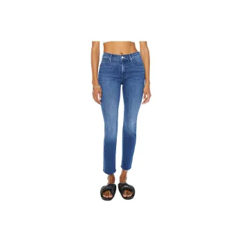 MOTHER The Mid Rise Dazzler Ankle Fray Straight leg Jeans