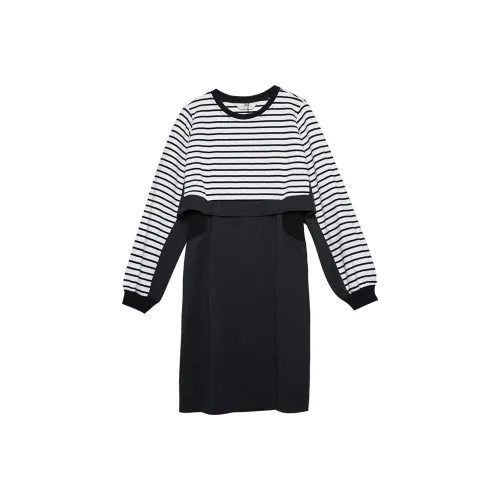 MUGUOGUOMU Long Sleeved Dresses Women's Stripes