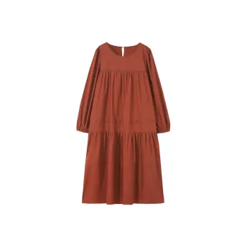 【dme】 Long-Sleeved Dresses Women's Brick Red