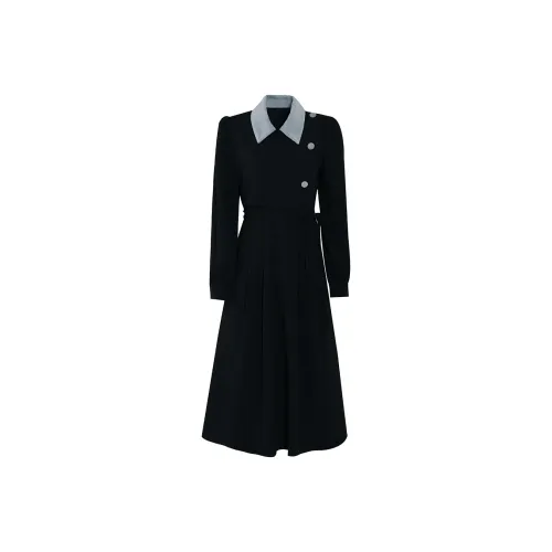 Zukizuki Long-Sleeved Dresses Women's Black
