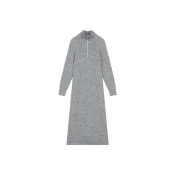 ELF SACK Long Sleeved Dress Women's Multicolor Dots Gray