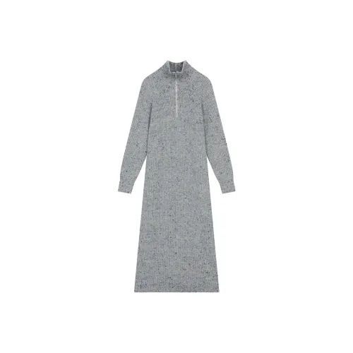 ELF SACK Long Sleeved Dress Women's Multicolor Dots Gray