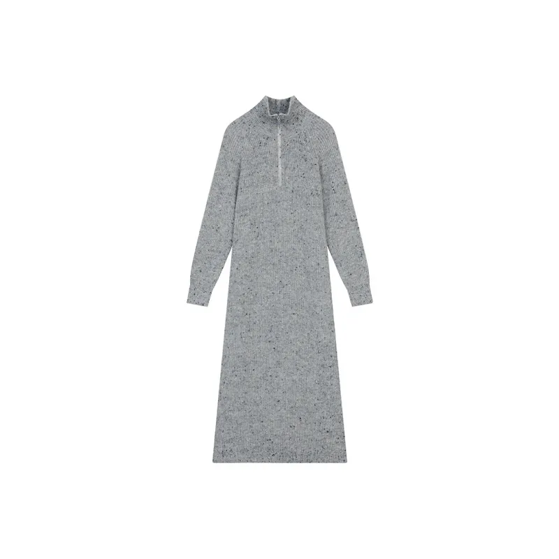 ELF SACK Long Sleeved Dress Women's Multicolor Dots Gray-0