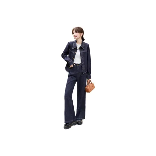Yi Mengyuan Casual Suit Women's Navy Blue