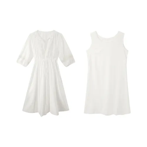 EIDOLON GRAIN Long Sleeved Dress Women's White
