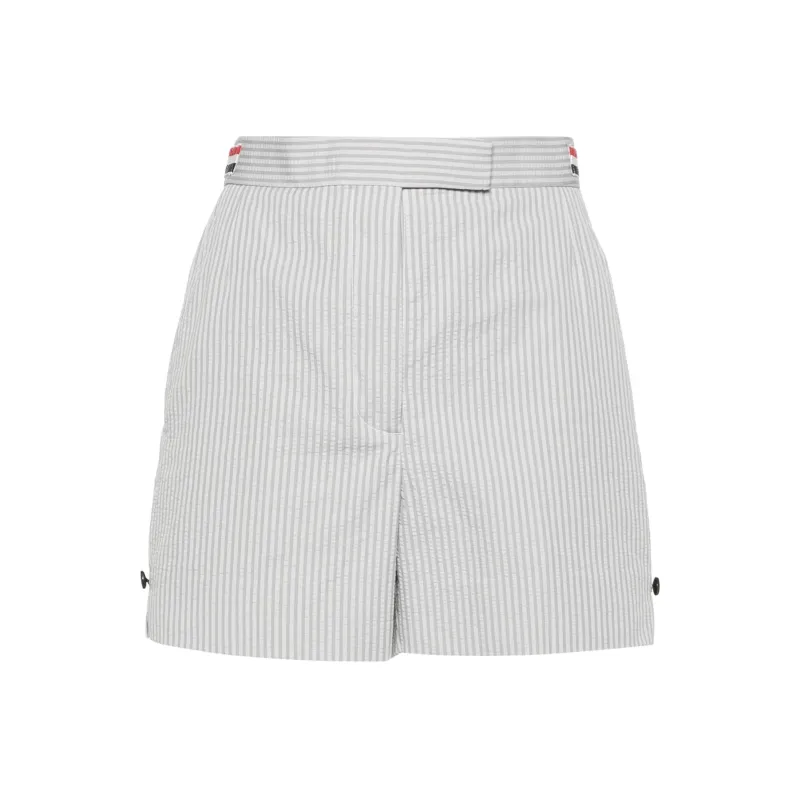 THOM BROWNE Striped Seersucker Shorts-0