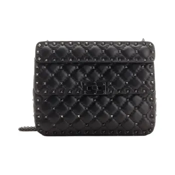 Valentino GARAVANIROCKSTUD SPIKE Lambskin Crossbody Bag, Shoulder Bag Women's Black