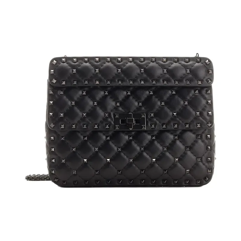 Valentino GARAVANIROCKSTUD SPIKE Lambskin Crossbody Bag, Shoulder Bag Women's Black-0