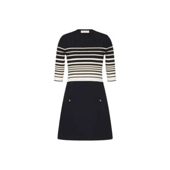 Valentino Striped Crewneck Dress