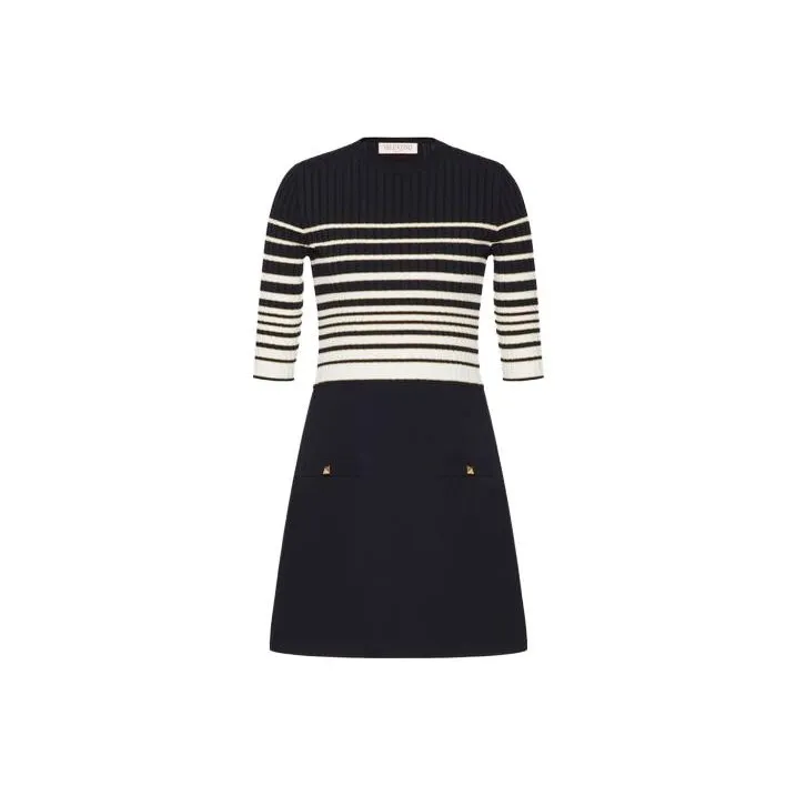 Valentino Striped Crewneck Dress-0