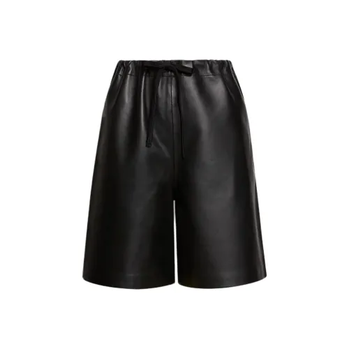 SCANLAN THEODORE Leather Short Casual Shorts Women's Black