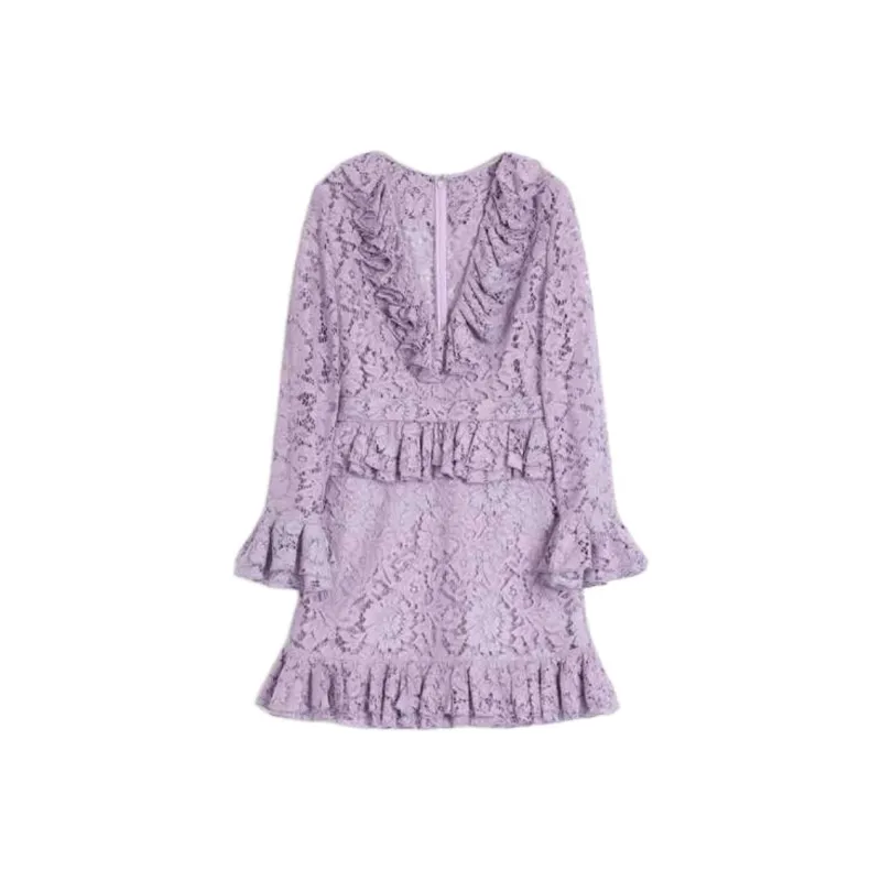 Valentino FW24 Long Sleeved Dresses Women's Purple-0