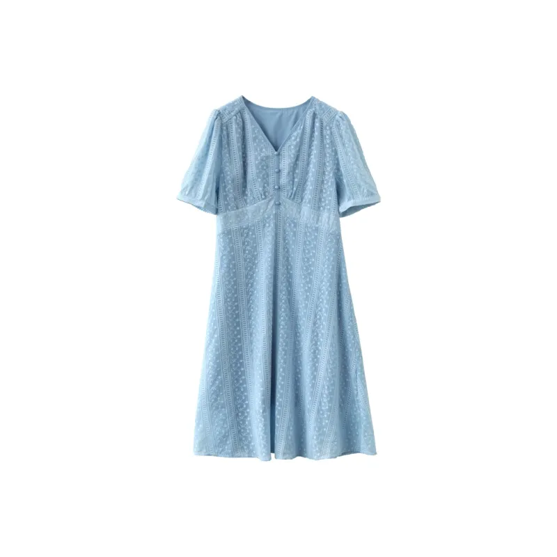 PIERRE CARDIN Short Sleeved Dress Women's Dusty Blue-0