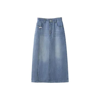 Cypress House Denim Long Skirts Women's Light Gray Blue