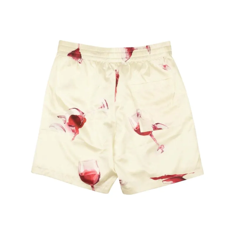 NAHMIAS Wine Glass Spill Design Silk Shorts-1