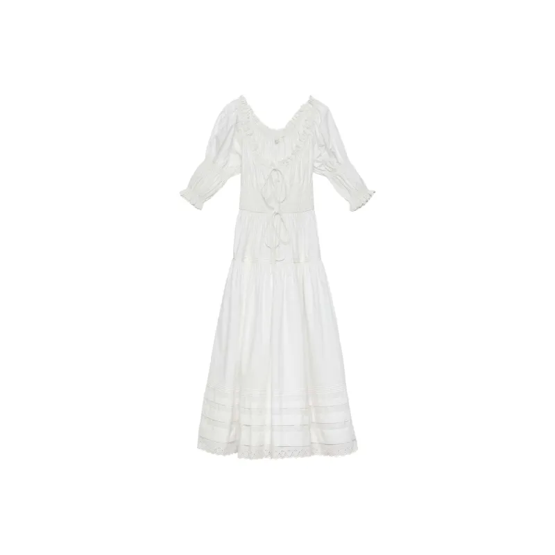 DOEN BARDOT DRESS Short-Sleeved Dresses Women's White-0