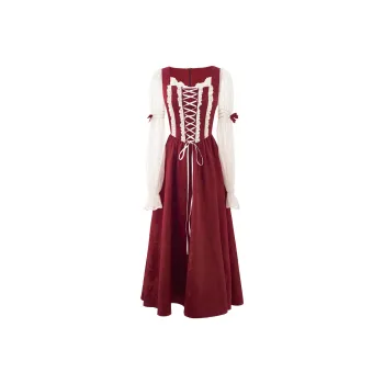 Blovelan Long Sleeved Dresses Women's Burgundy
