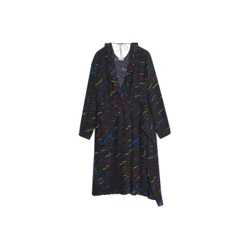 Balenciaga Logo Pleated Dress 'Black'