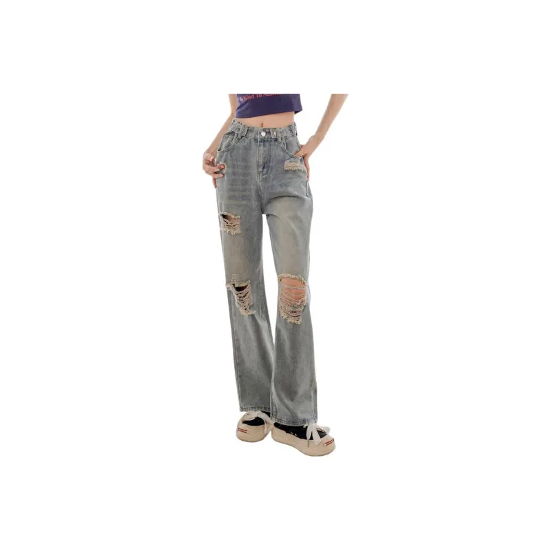 YuChaJia Jeans Women's Blue-0