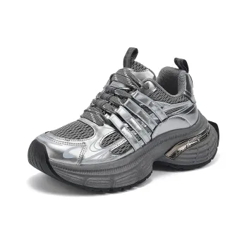 La Chapelle Slip Resistant, Abrasion Resistant, Height Increasing, Breathable Low Top Chunky Sneakers Women's Gray