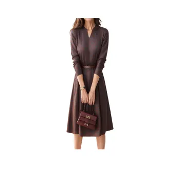 Mapping Long-Sleeved Dresses Women's Coffee