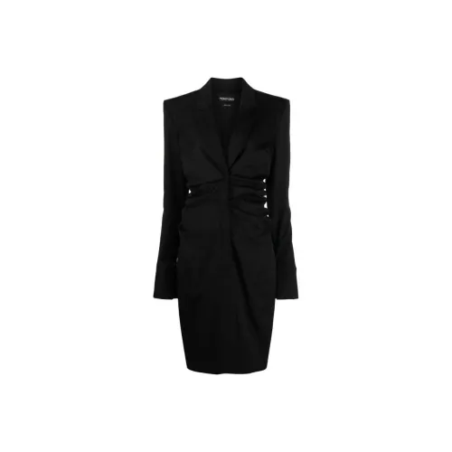 TOM FORD Long-Sleeved Ruched Midi Dress