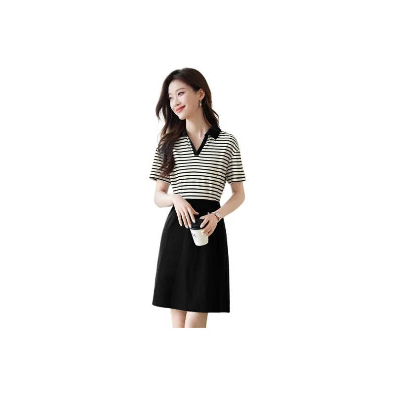 Mo Han Yi Mei Short Sleeved Dress Women's Black-0