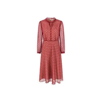 JZ Juzui Long Sleeved Dress Women's Flower Maroon