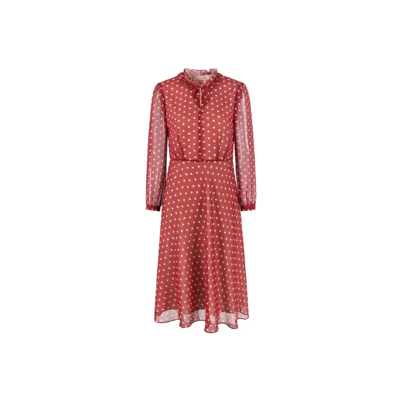 JZ Juzui Long Sleeved Dress Women's Flower Maroon-0