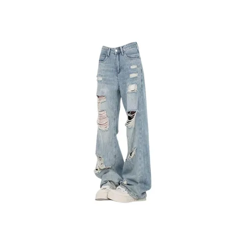 Menglaini Jeans Women's Light Blue