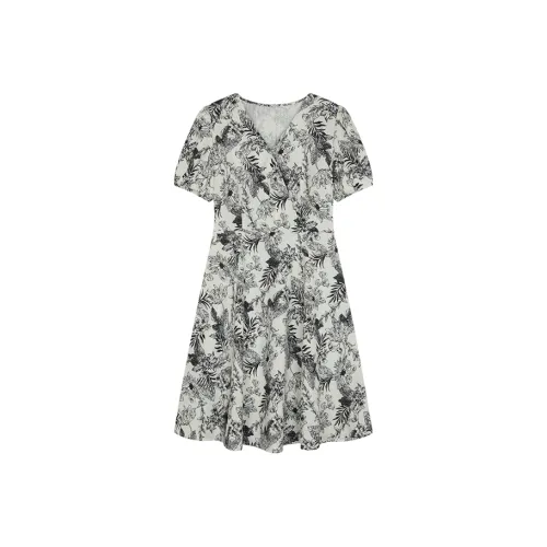Mo Han Yi Mei Short-Sleeved Dresses Women's Black White