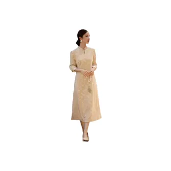 XWI Long Sleeved Dress Women's Beige Apricot