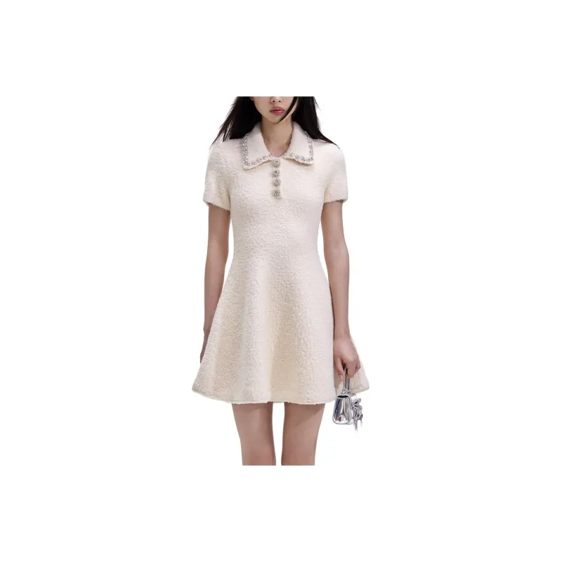 Self portrait Short Sleeved Dresses Women's Ivory White-0