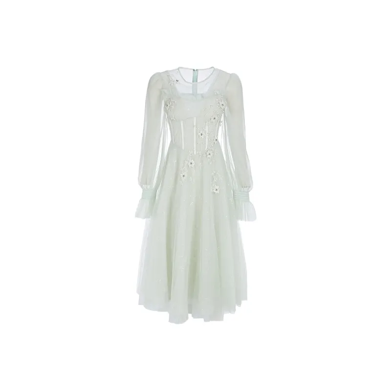 Marie Elie Long-Sleeved Dresses Women's Light Green-0
