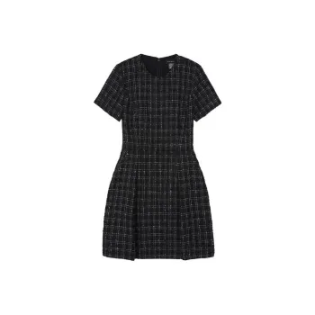 CLUB MONACO Short Sleeved Dresses Women's Black White Plaid