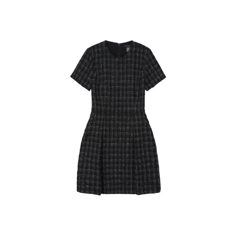 CLUB MONACO Short Sleeved Dresses Women's Black White Plaid-0