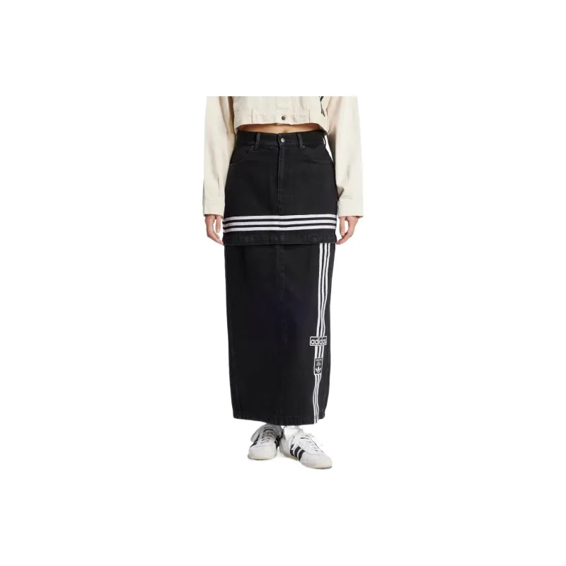 Adidas Originals Denim Long Skirts Women's Denim Black-0